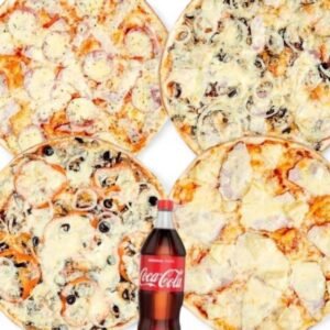 Četras 40cm picas un trīs Coca cola 1l picu komplekts