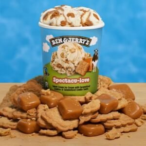 Ben & Jerry’s Spectacu-love saldējums ar karameļu gabaliņiem un cepumiem